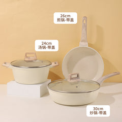 Non-Stick Stone Cookware Set - 4 Pieces for Home Use