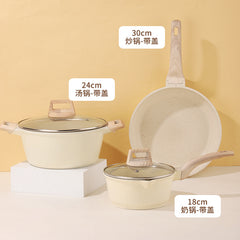 Non-Stick Stone Cookware Set - 4 Pieces for Home Use