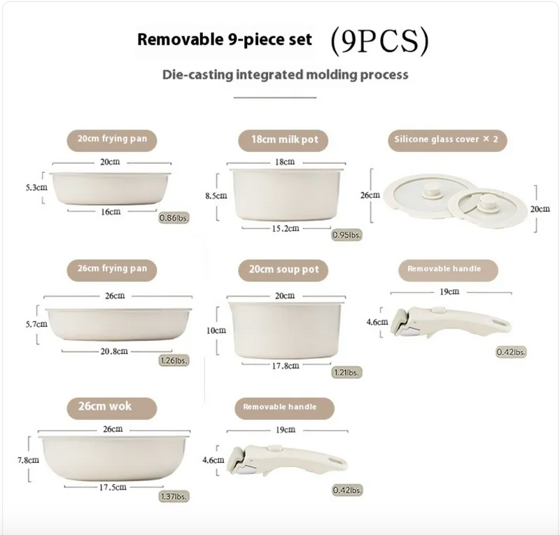 Removable Handle Non-Stick Cookware Set